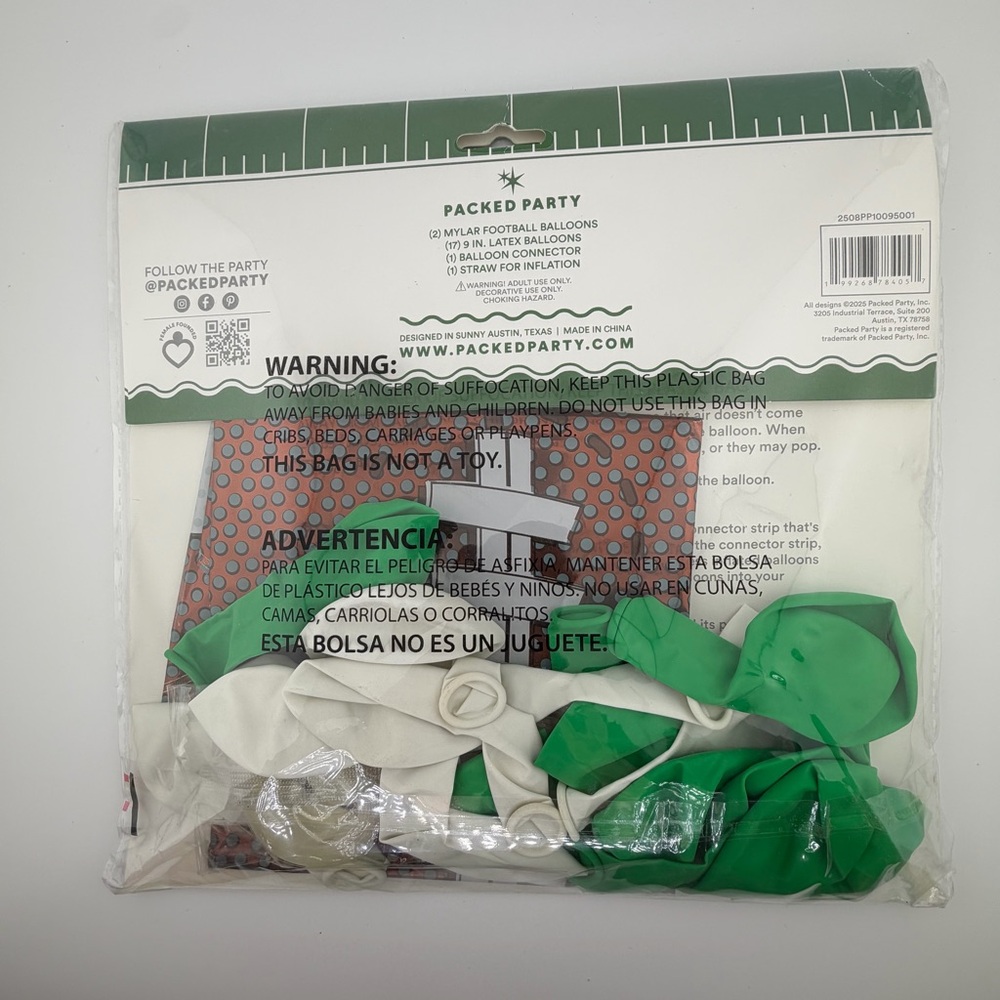 Green & White Football Balloon Garland Kit and Touchdown Balloons - Lot of 5 - Picture 3 of 9